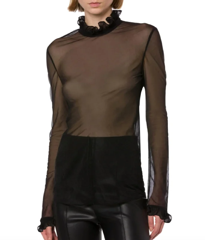 Techno Chiffon Blouse In Black Affordable Women's Clothes