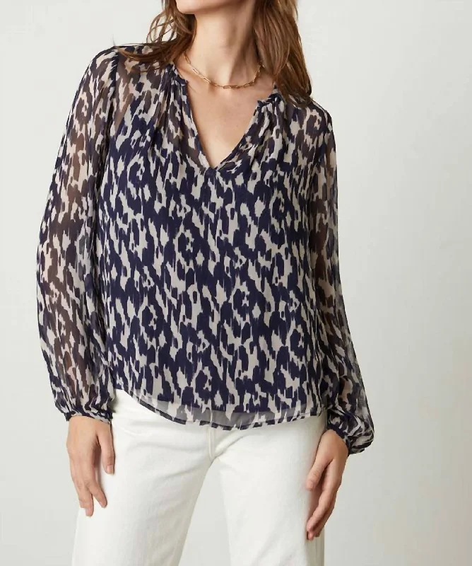 Printed Chiffon Blouse In Calico Sustainable Women's Apparel