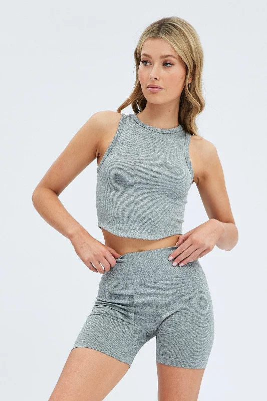 Grey Bike Shorts Seamless Women's Casual Clothing For Lounging