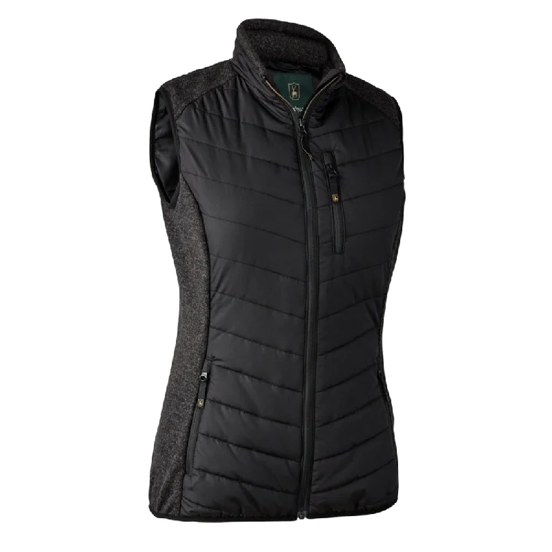 Deerhunter Womens Caroline Padded Waistcoat with knit Black Women's Travel Garments