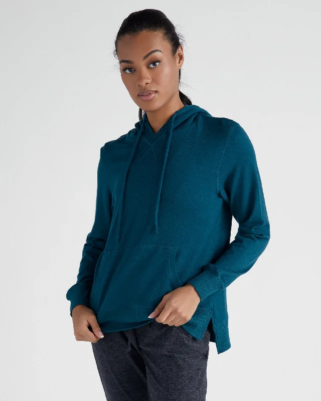 Hacci Pocket Hoodie with Ribbed Stylish Women's Clothing