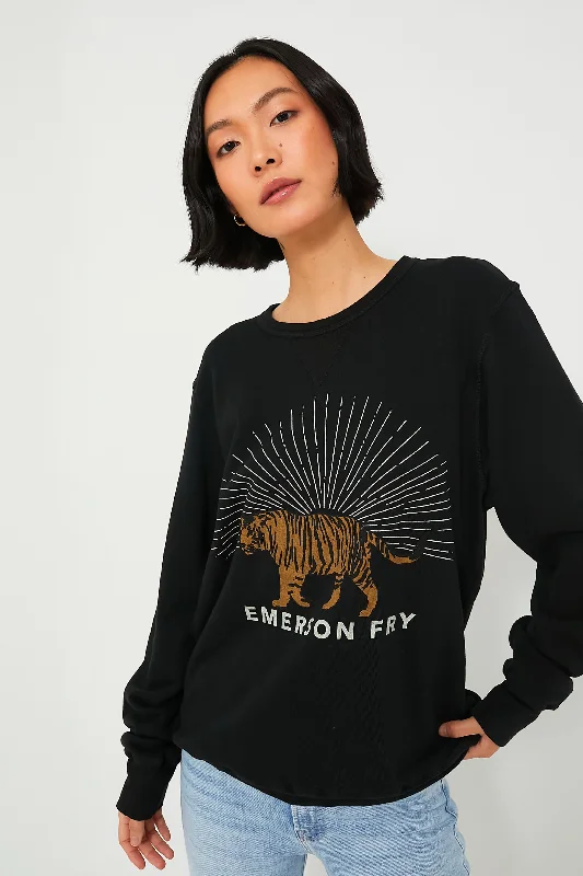 Black Tiger Sweatshirt Affordable Women's Clothing