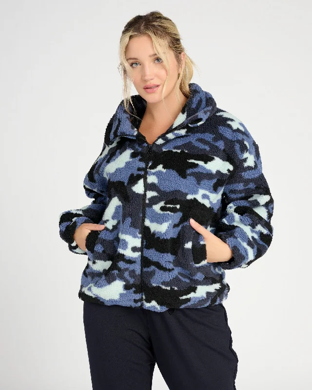 Plus Size Aspen Zip Front Camo Jacket Fashionable Women's Clothing