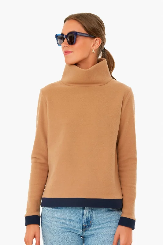 Camel and Navy Colorblock Park Slope Casual Clothing For Women