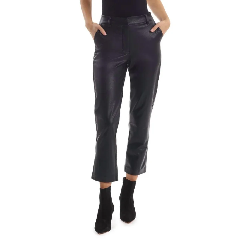 Faux Leather Cropped Trousers In Black Stylish Women's Outfit