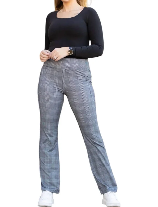 Felicity Plaid Bootcut Leggings In Grey Exclusive Women's Fashion Collection