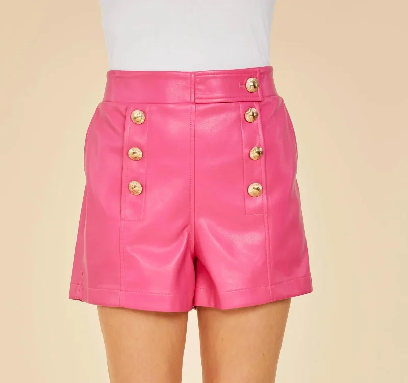 Vegan Leather Short In Hot Pink Women's Professional Garments