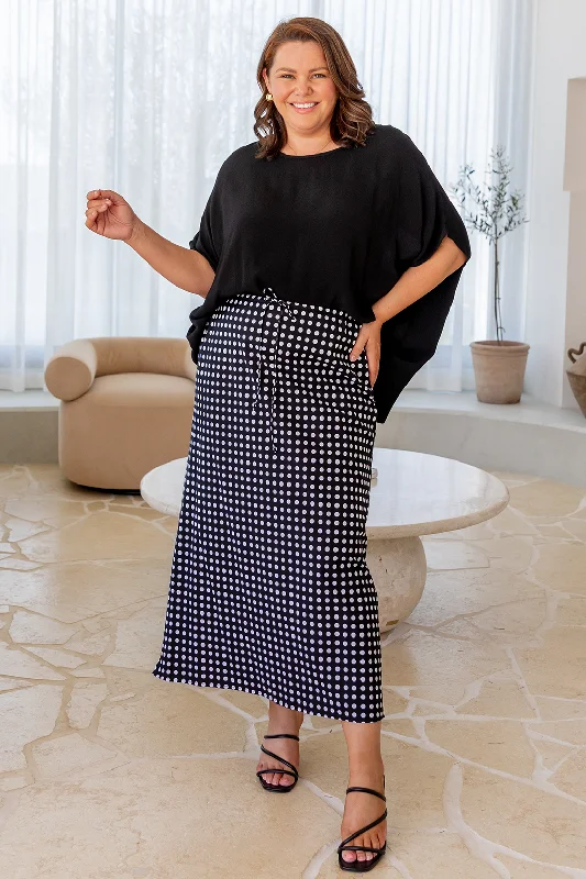 Taro Bias Midi Skirt Black White Spot Contemporary Women's Clothing