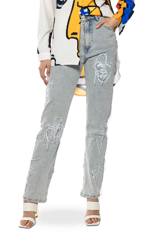 FACE ART STRAIGHT LEG JEANS Women's Casual Dresses