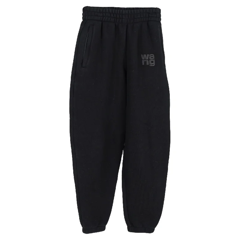 Alexander Wang Logo Sweat Pants in Black Cotton Women's Tailored Outfit