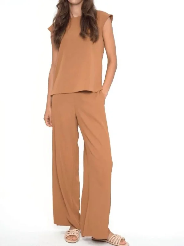 Wide Leg Vegan Silk Pant In Mocha Women's Athletic Outfit