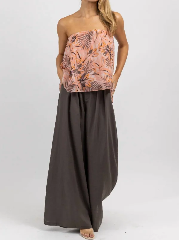 Linen Wide Leg Trouser In Olive Tree Stylish Women's Apparel