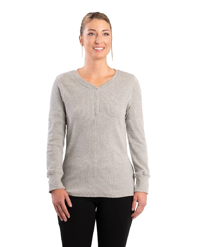 Berne Mens Heavyweight Rib-Knit Grey Cotton Blend L/S Henley Chic Women's Attire