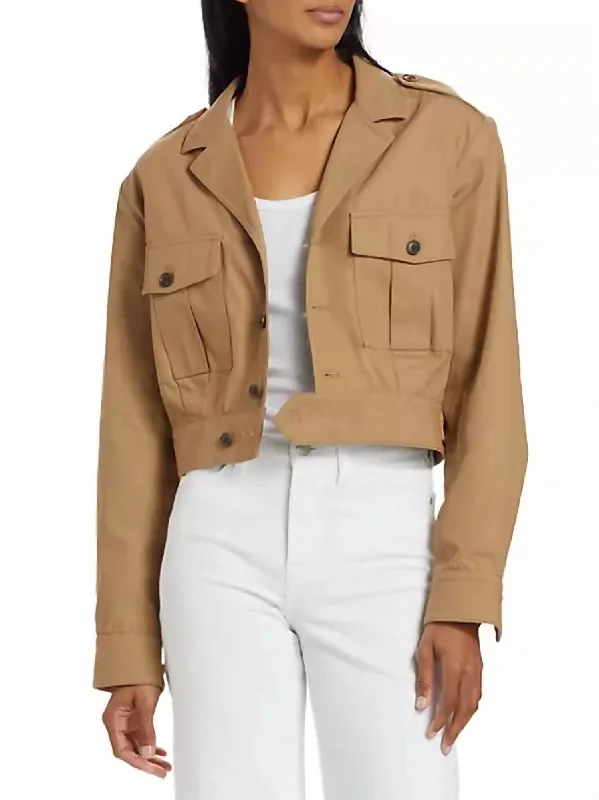 Utility Cropped Jacket In Khaki Tan Charming Women's Clothes For Special Events