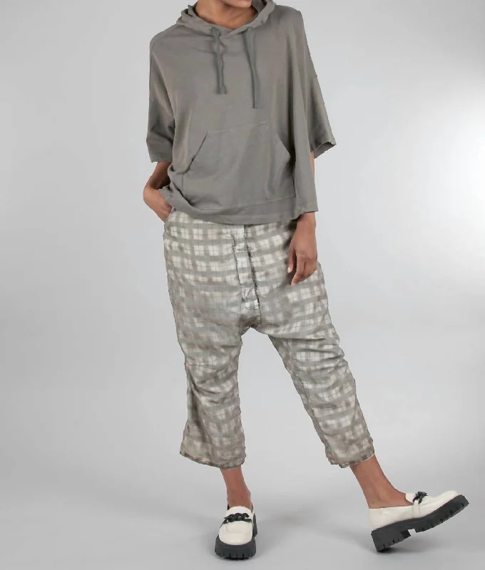 Illusion Layer Check Pant In Linen Women's Clothes For Special Occasions