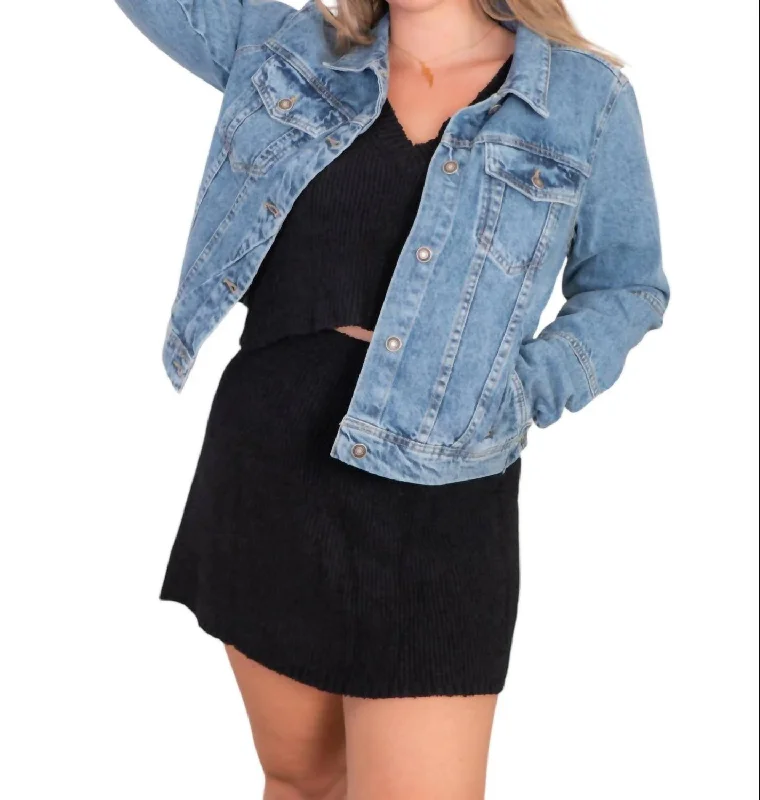 Rumors Denim Jacket In Light Indigo Women's Comfortable Clothes For Weekends