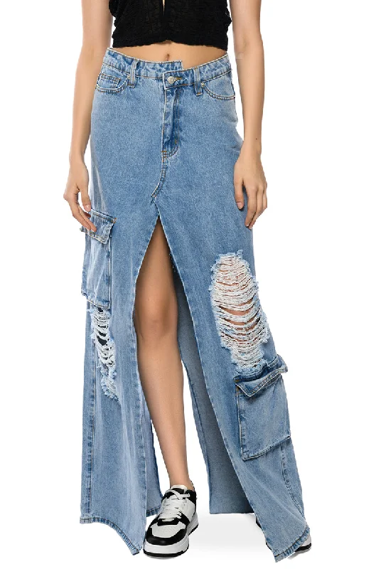 MASTERMIND SLIT MAXI DENIM SKIRT Elegant Women's Clothing