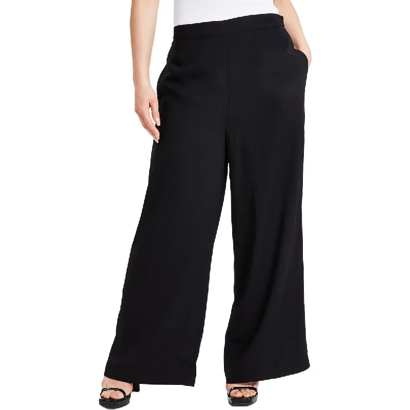 Petites Womens Pocket Polyester Trouser Pants Elegant Women's Evening Garments