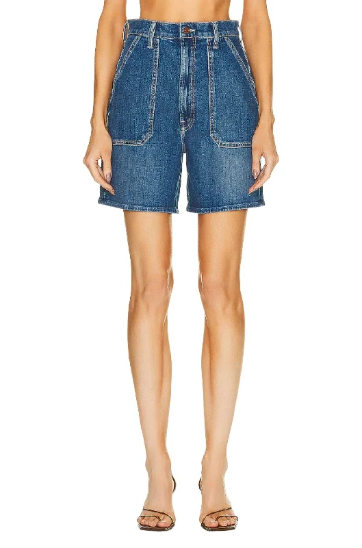 Patch Rambler Rolled Shorts In Globe Trotter Affordable Online Boutique