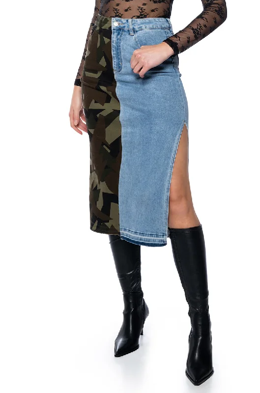 SEEING DOUBLE DENIM MIDI SKIRT Women's Occasion Wear Clothes