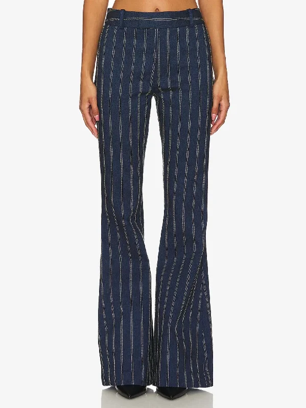 Bootcut Pant In Indigo Stripe Women's Comfortable Clothes For Weekends