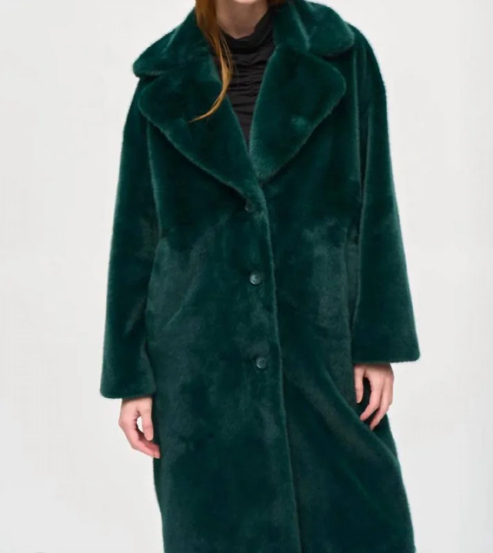 Faux Fur Coat In Absolute Green Fashionable Women's Clothes