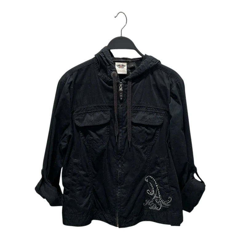 HARLEY DAVIDSON/Jacket/L/Cotton/BLK/flat stud embroidery hood Women's Clothing Online