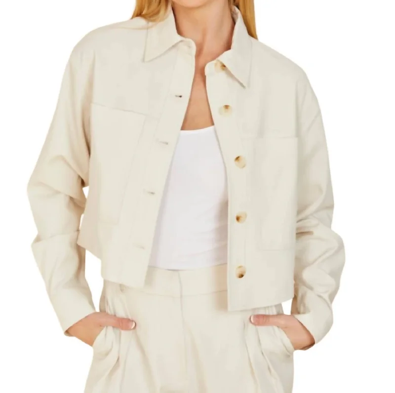 Cropped Jacket In Cream Sophisticated Style