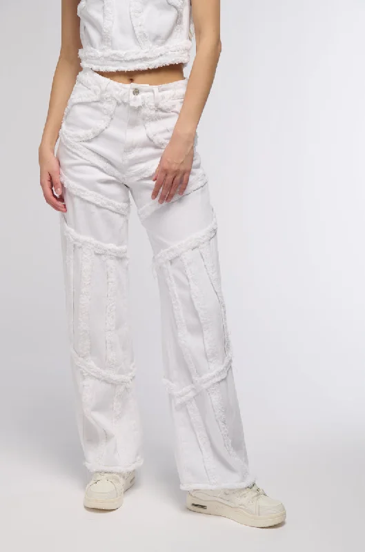 CIARA DISTRESSED WIDE LEG JEANS Women's Clothes