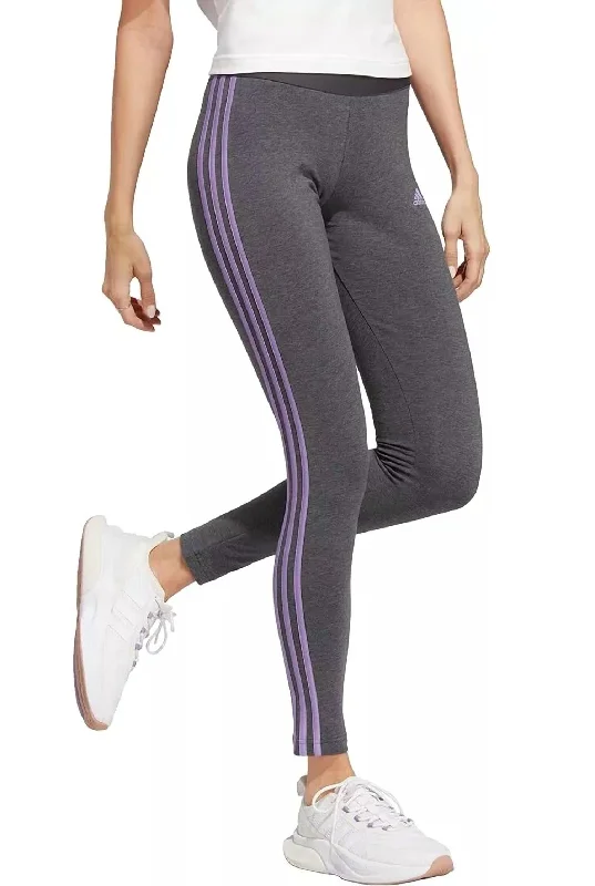 Tight Fit Athletic Leggings In Heather Grey/violet High-End Women's Apparel