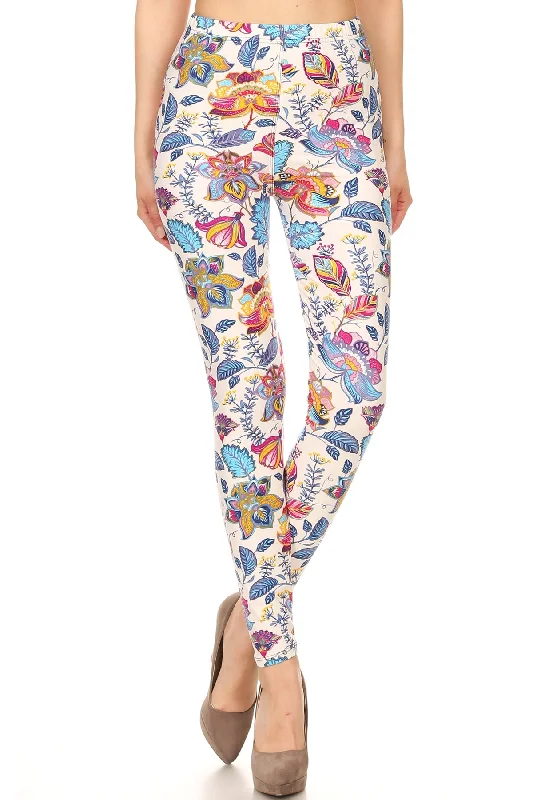 FASHNZFAB Floral Printed Lined Knit Legging With Elastic Waistband New Arrival Discounts