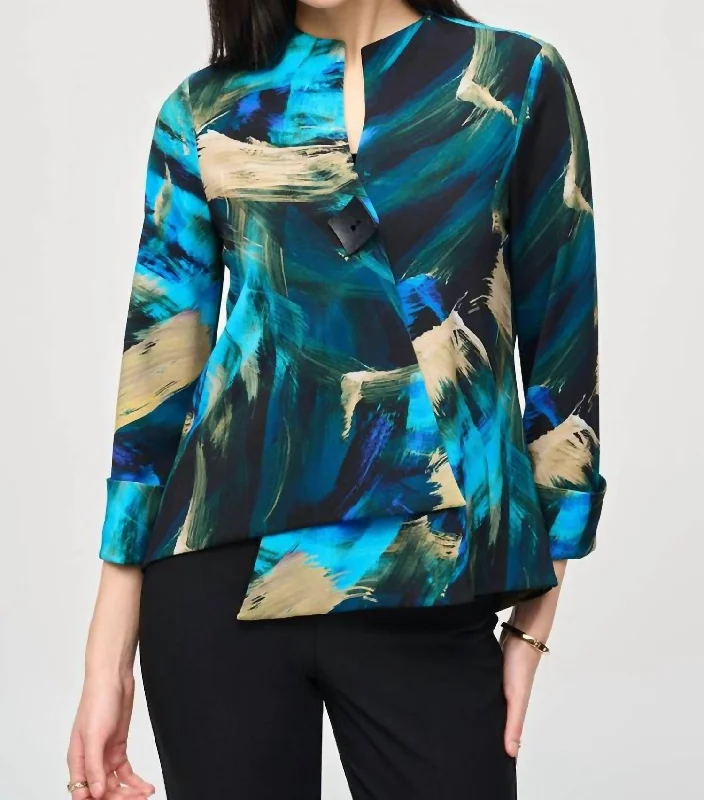 Silky Knit Swing Jacket In Black Multi Women's Everyday Clothes