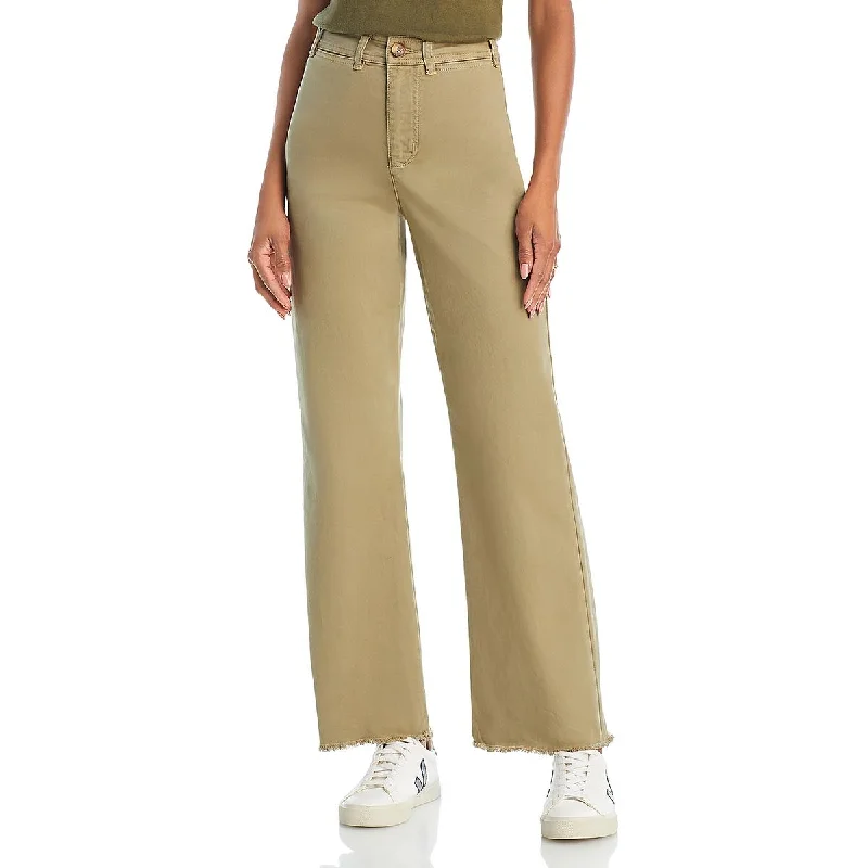 Womens High Rise Raw Edge High-Waisted Pants Women's Effortless Casual Outfit