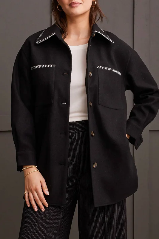 High Stakes Button Coat In Black Modern Women's Clothes