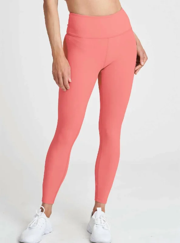 Ribbed 7/8 Leggings In Flamingo Pink Women's Casual Outfit