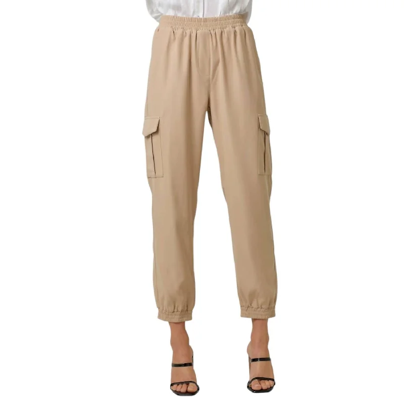 Cargo Jogger Pants In Latte Fashionable Women's Clothes