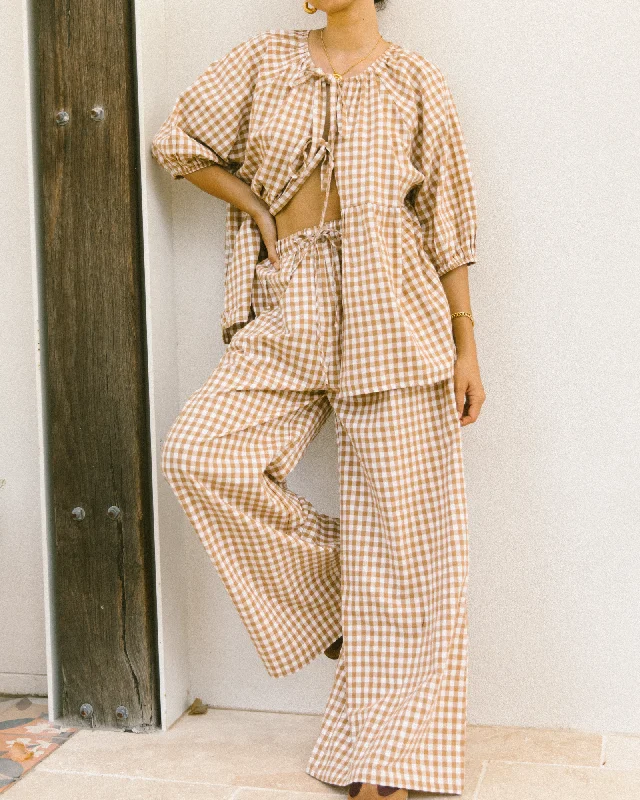 Posey Pants | Caramel Gingham Women's Classic Outfit