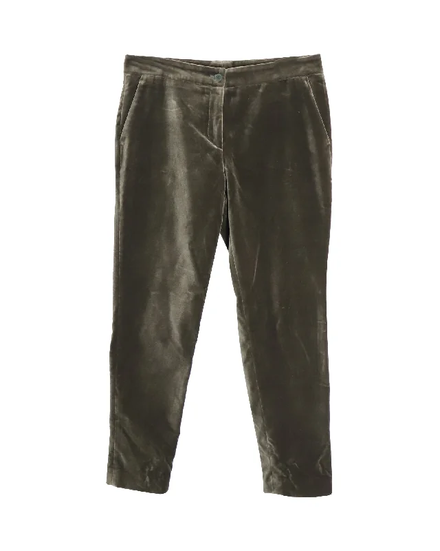 Etro Straight Trousers in Olive Velvet Women's Stylish Professional Apparel