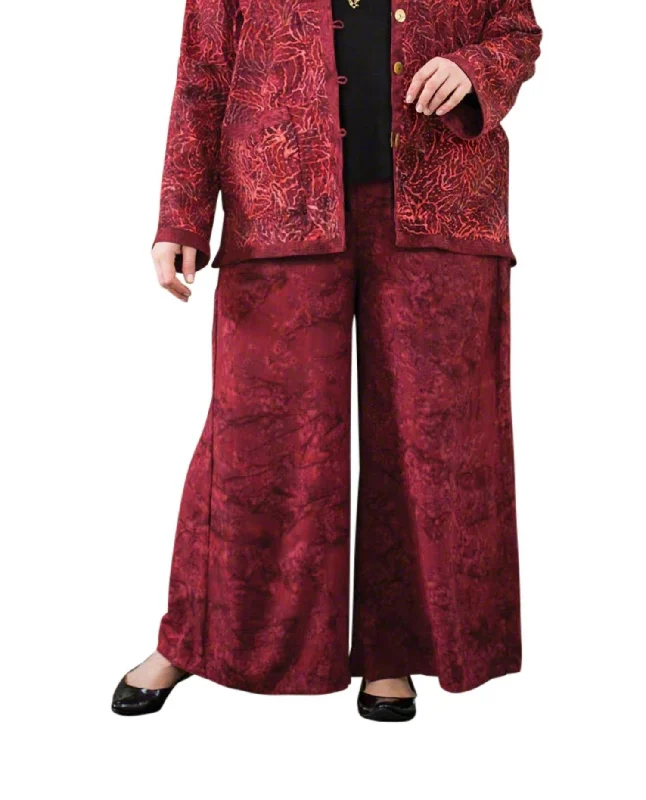 Maggie Palazzo Pants - Plus In Red Batik High-End Women's Apparel