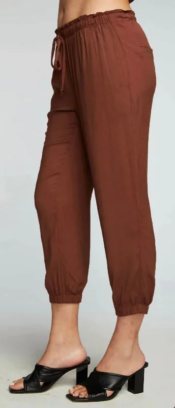 Heirloom Wovens Cropped Paperbag Waist Pant In Cappuccino Online Clothing Stores