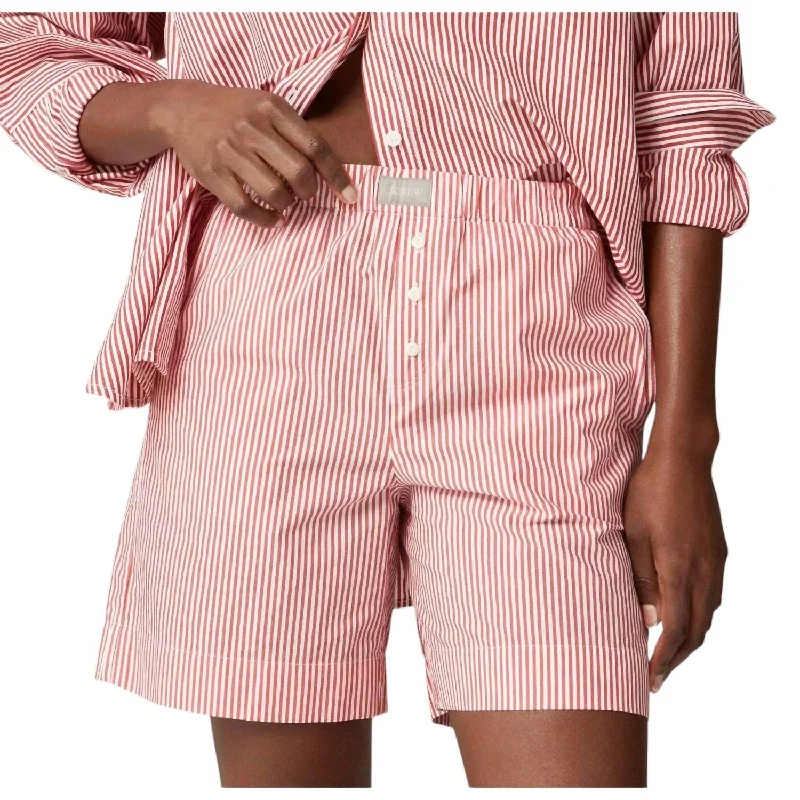 Women's Relaxed Boxer Shorts In Red/white Stripe Casual Women's Clothing Online