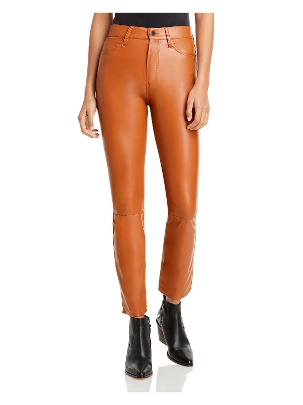 Womens Faux Leather High Rise Straight Leg Pants Women's Romantic Outfit