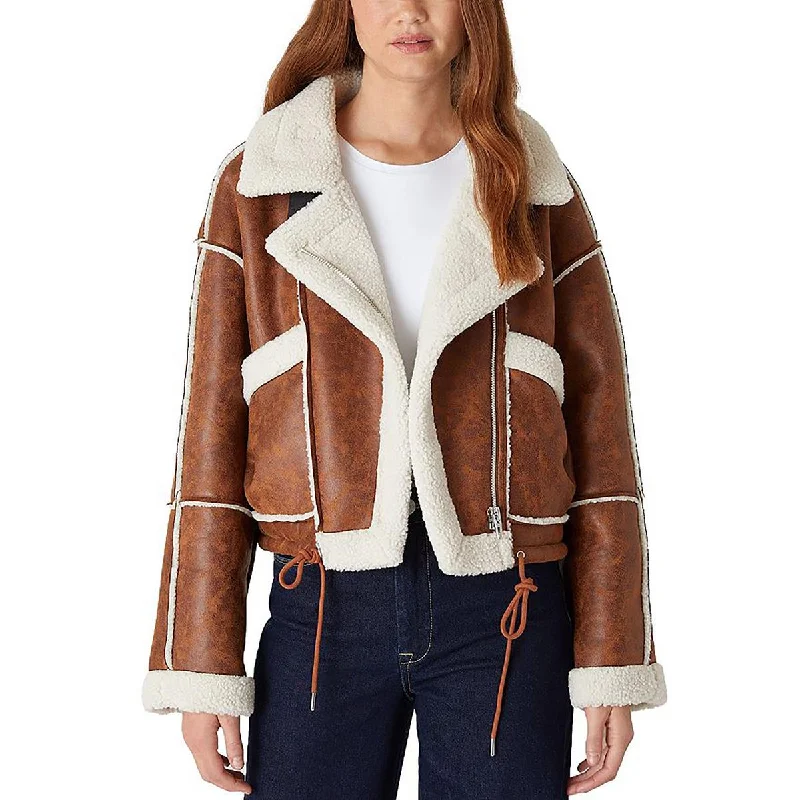 Womens Faux Fur Lined Faux Suede Leather Jacket Women's Outerwear Apparel