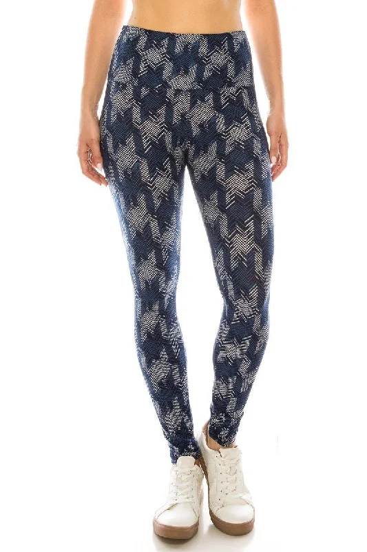 FASHNZFAB Long Yoga Style Banded Lined Multi Printed Knit Legging With High Waist Casual Wear