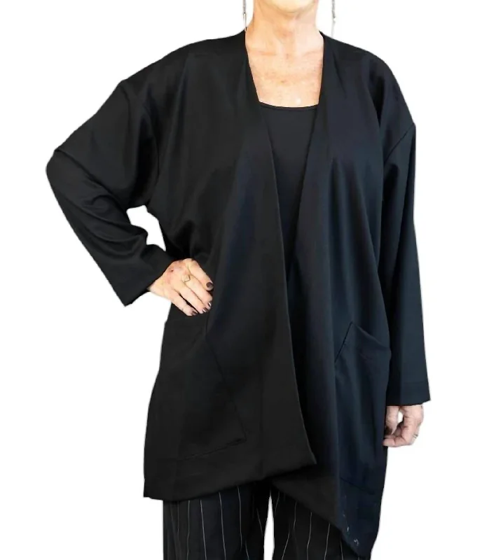 Boxy Kimono Jacket In Black Chic Women's Outfit Ideas