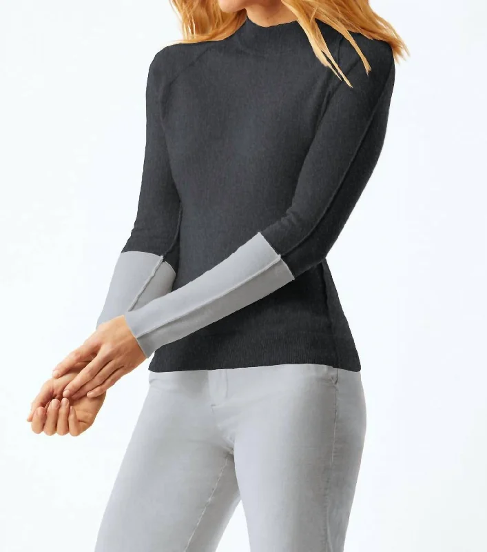 Reglan Sleeve Sweater In Charcoal Affordable Women's Clothing