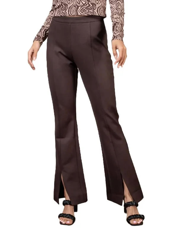 Kate Front Slit Trouser In Chocolate Brown Charming Everyday Clothing For Women