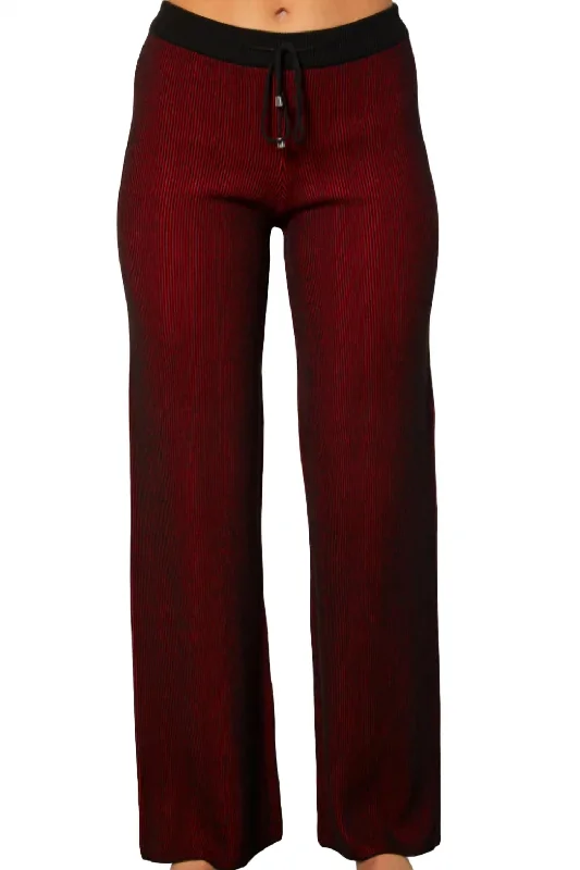 Two Toned Ribbed Pant In Rouge Women's Chic Outerwear Garments