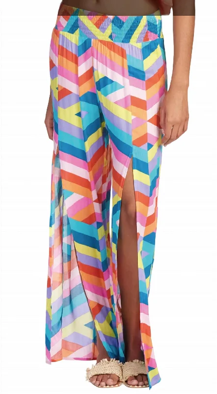 Women's Pant With Front Slit In Multi Women's Travel Outfit Set