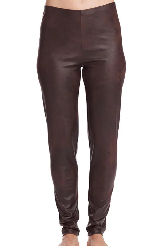 Microfiber Leather Pant In Brown Women's Contemporary Clothing